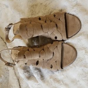 Via Spiga Tan Leather Suede Sandals Womens Size 7